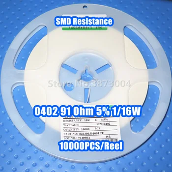 

1 Reel 0402 91R 91 Ohm 5% 1/16W SMD resistance 10000PCS/Reel