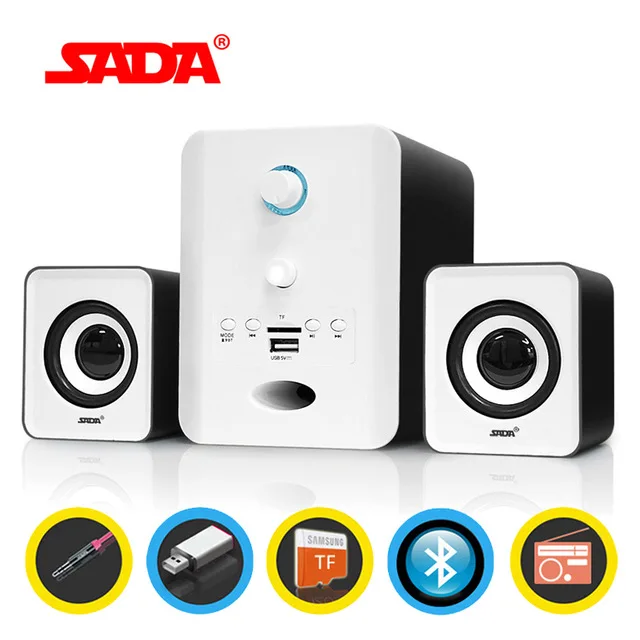 SADA D-223, мини 3D объемный звук, Bluetooth сабвуфер, стерео бас, ПК, USB динамик, компьютерные колонки, поддержка fm-радио, TF карта