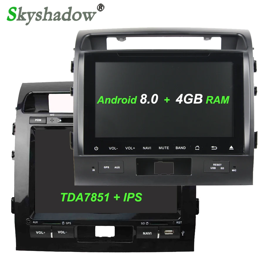Excellent 9" Android 8.0 4GB +32GB Car DVD Player Wifi Bluetooth RADIO tape recorder GPS Glonass Map For Toyota land cruiser 200 2008-2012 3