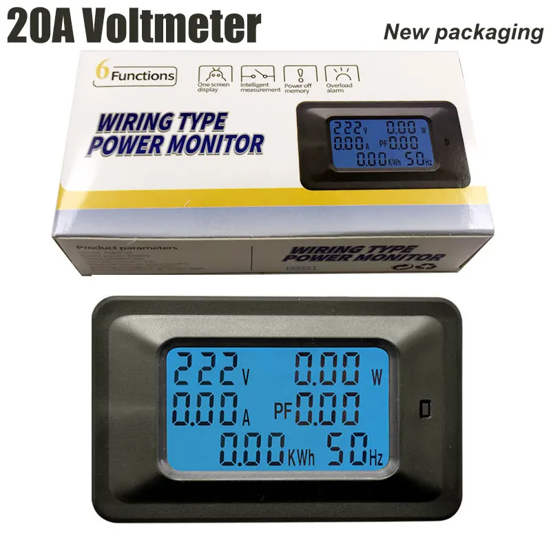 AC220V 20A цифровой измеритель напряжения счетчик энергии ЖК-дисплей 5 кВт вольтметр мощности амперметр тока Ампер Ватт метр тестер детектор индикатор