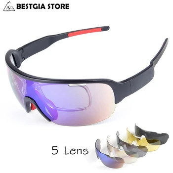 

Hot 5 Lens Polarized Cycling Glasses With Myopia Frame Racing Bicycle Sunglasses TR90 UV400 Cycling Eyewear Bike Fishing Goggles