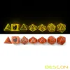 Bescon Glowing Halloween Polyhedral Dice 7pcs Set, Luminous Halloween RPG Dice Set, Glow in Dark Halloween DND Game Dice 2