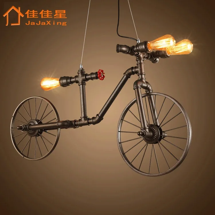 

Retro industrial style personality pipe bicycle chandelier cafe bar bar clothing store decoration