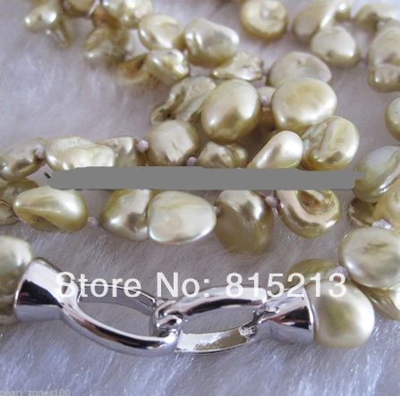 

FREE SHIPPING>>>@@ > N1021 5-6mm 2Row Champagne Keshi Freshwater Pearl Necklace Strands