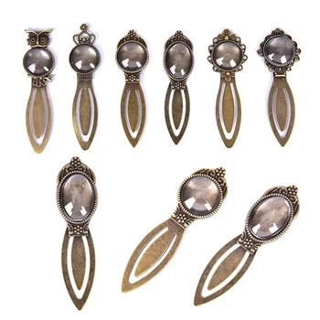 

6pcs Antique Bookmark Base Fit 18mm Round Glass Cabochon Blank Bezel Setting Bookmark Findings Antique Bronze