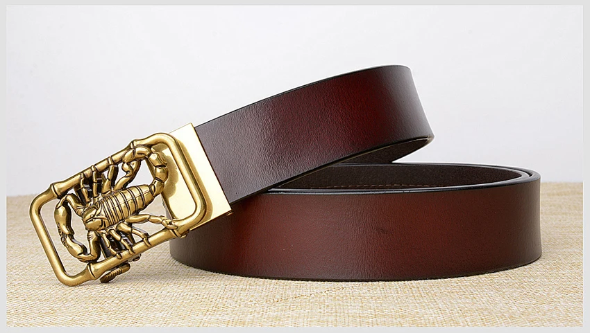 Factory Direct Brand Designer Belt Men High Quality Real Leather Belts Strap Male Retro Scorpion Automatic Buckle Belt for Men