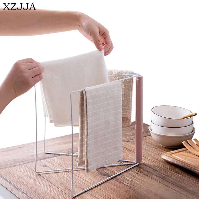 XZJJA Creative Vertical Iron Towel Rack Kitchen Countertop Dishwashing
