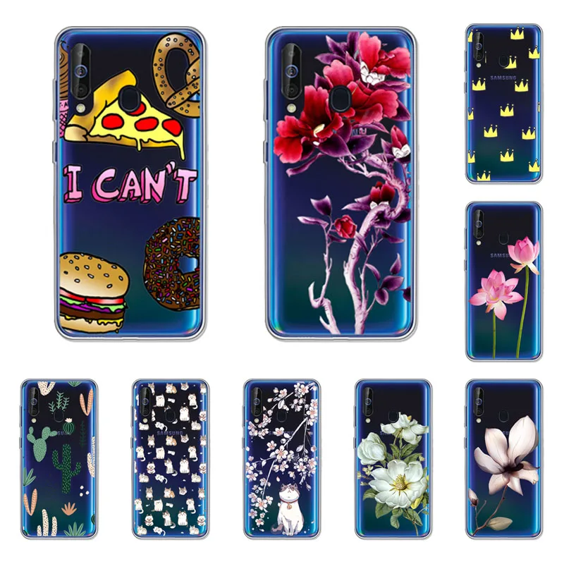 Samsung Galaxy A60 Case,Silicon Black Painting flower Soft TPU Back Cover for Galaxy A60 SM-A606F A606F/DS protect Phone cases