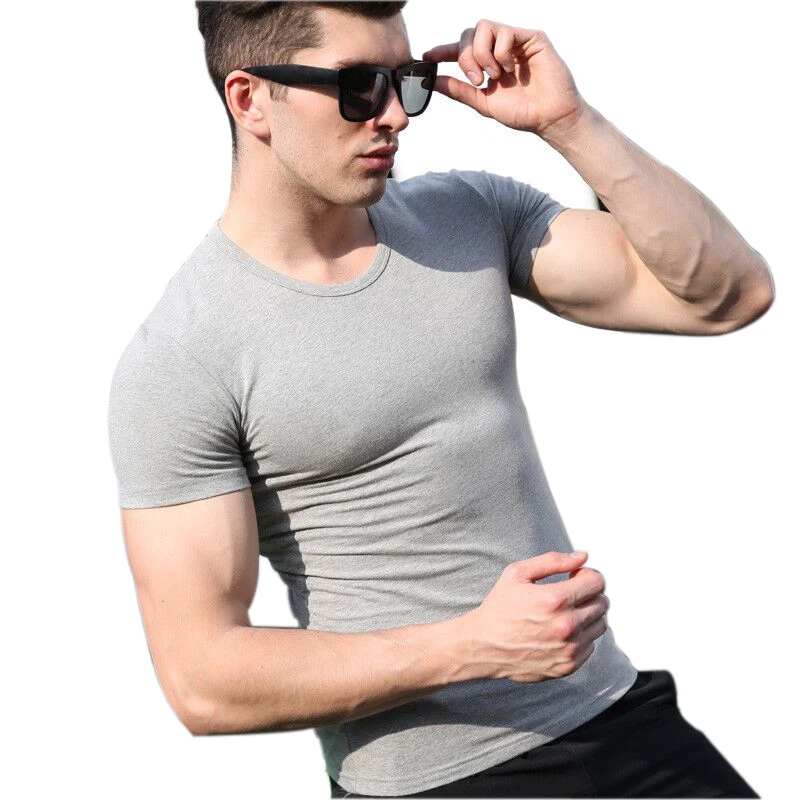 Mens White Undershirt Mans Solid Color Underwear Clothing O neck Sleeve