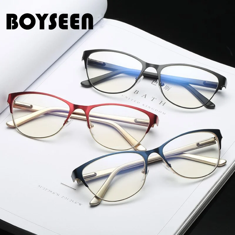 

BOYSEEN Flat light cat eye glasses computer eye protection flat mirror men and women frame glasses reading glasses 801