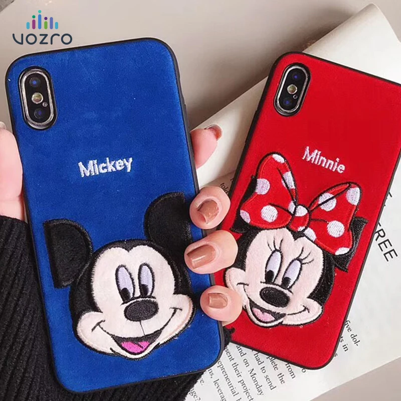 

[Cartoon Embroidered] VOZRO Phone case For iPhone 6 6s 7 8 Plus X XR XS Max Bumper Telephone covers Accessories bag