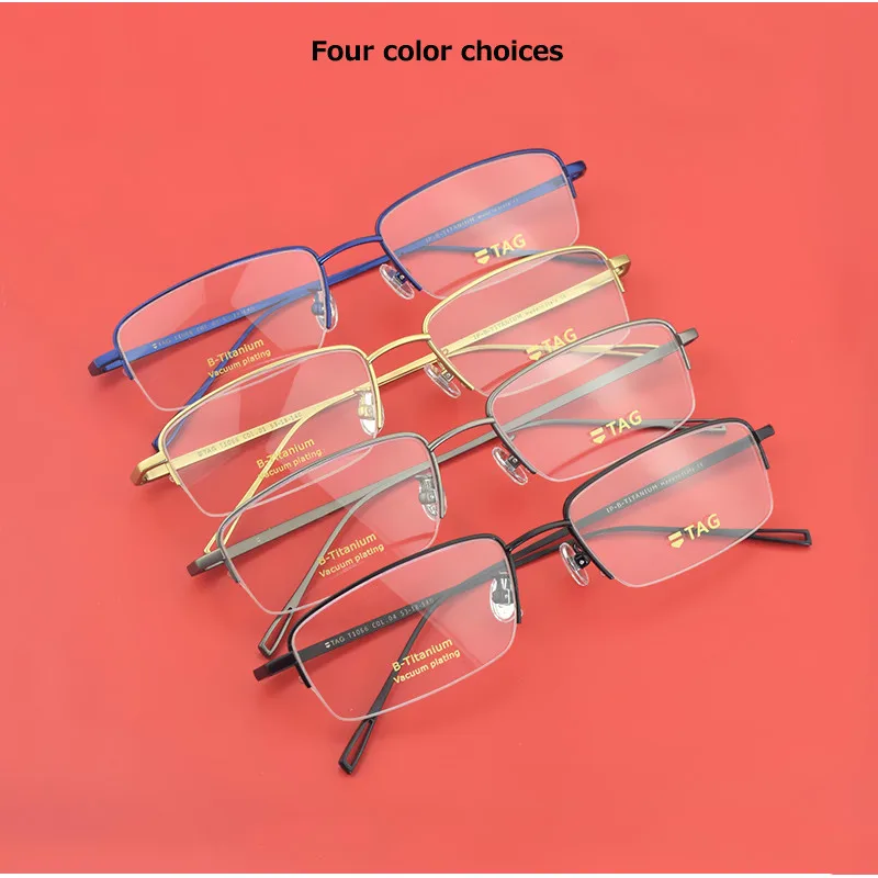 Тег брендов Для мужчин оправ близорукость Оптические Frame ультра-легкий Титан Половина очки Рамка 1066 компьютерные очки Óculos grau
