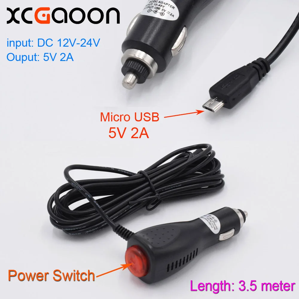 Автомобильное зарядное устройство XCGaoon 3 5 м в 2A micro USB с переключателем для