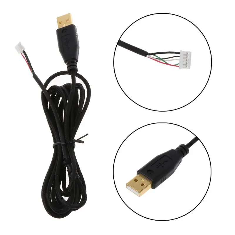 

New Hot Gold Plated Durable Nylon Braided Line USB Mouse Cable Replacement Wire For Razer Deathadder 2013 6400DPI Gaming Mouse