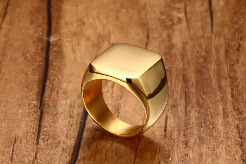 Meaeguet Solid Gold Color Punk Cool Men's Ring High Polished 18MM Wide Unique Stainless Steel Biker Square Party Ring (16)