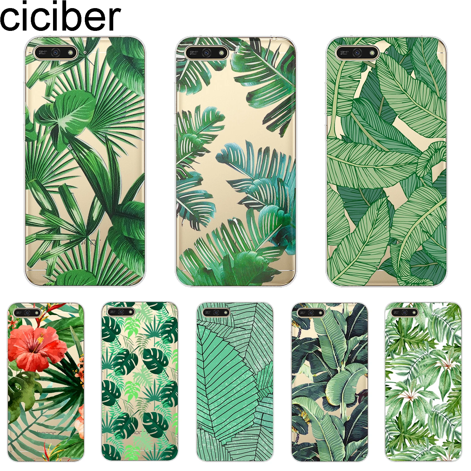 

ciciber Cover For Huawei Y9 Y7 Y6 Y5 Y3 Prime Pro 2018 2017 2019 Phone Cases Tropical Plants Leaves Floral Shell Capa Soft TPU