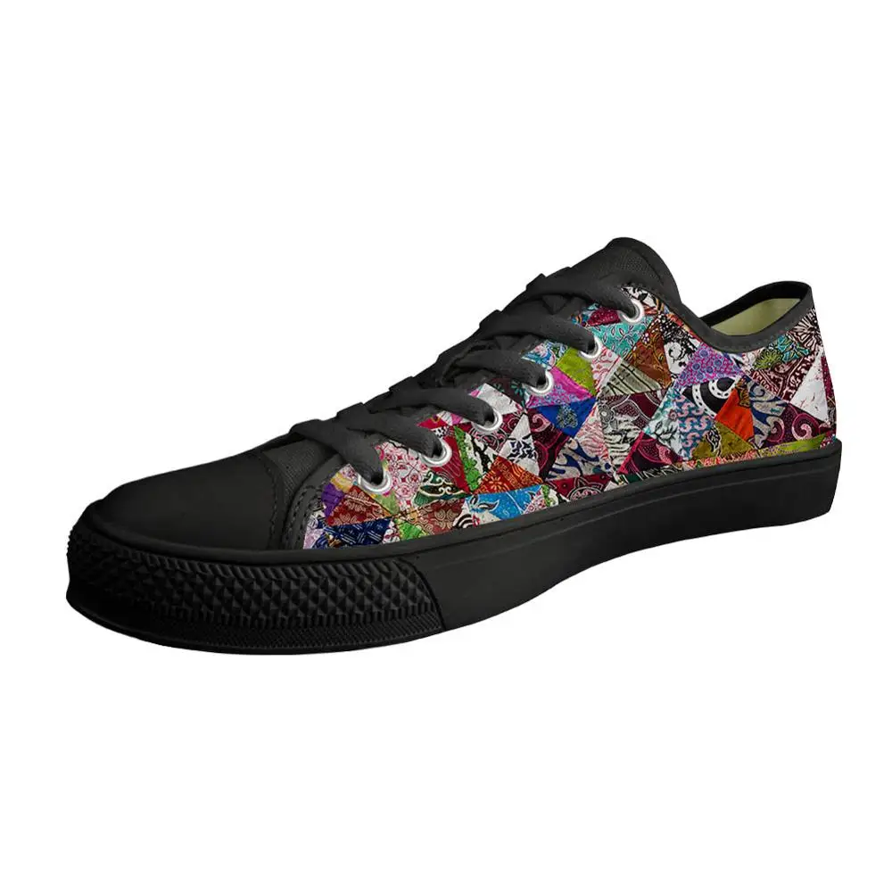 

ELVISWORDS Puzzles Black Sole Vulcanized Shoes Low Top Trainer Outdoor Running Trainer Fashion Shoes