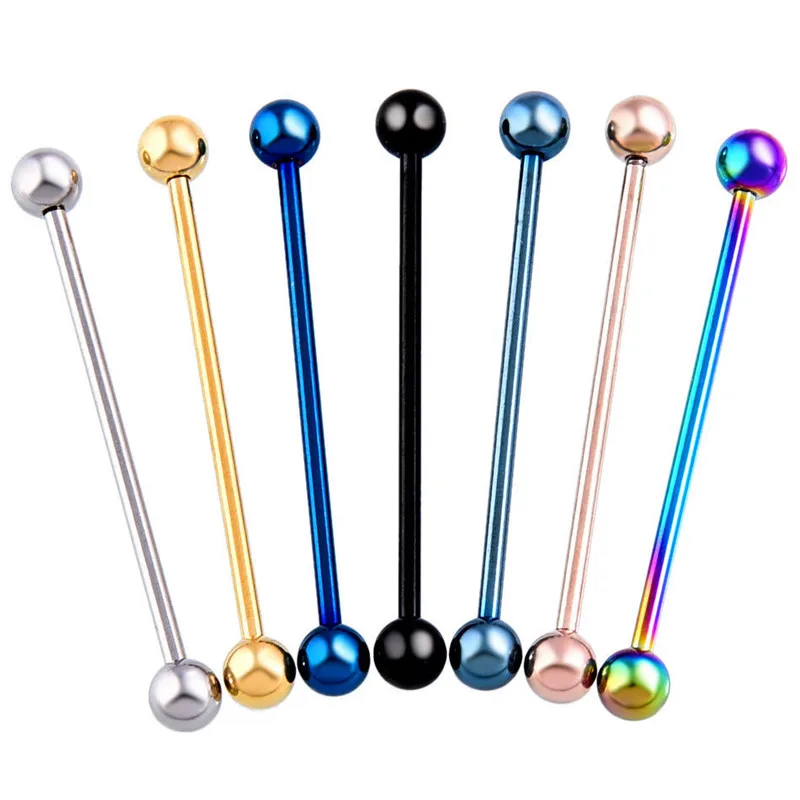 

1pc Steel Anodized Color Industrial Piercing 38mm Length Industrial Bar Scaffold Cartilage Helix Tongue Piercing Body Jewelry
