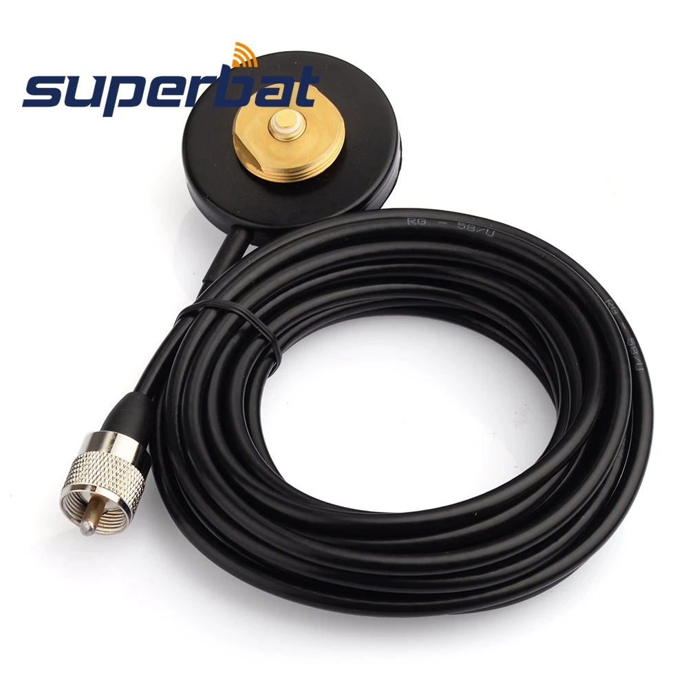 Superbat Aerial Cable UHF Magnet Mount NMO 5M Roof or Trunk Mobile Radios for Yaesu Kenwood HYT Vertex Icom