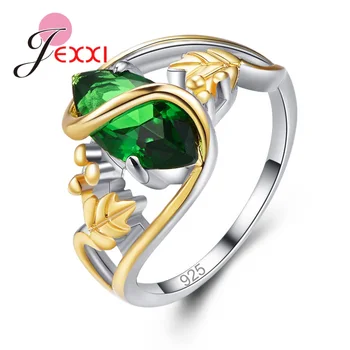 

Ladies 925 Sterling Silver Finger Rings for Women Vintage Engagement Anillos with Stones Blue/Green AAA Cubic Zircon Jewelry