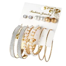 New Hot Sale Alloy Round Trendy Women Earings Aros Simulated Pearl Earrings Statement Big Scrub Hoop Earring 6pairs/set New Hot Sale Alloy Round Trendy Women Earings Aros Simulated Pearl Earrings Statement Big Scrub Hoop Earring 6pairs/set