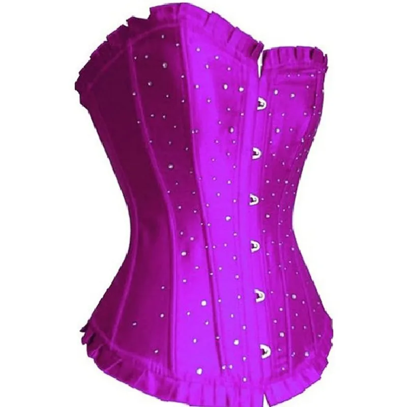 2018 Luxury Satin Corset and Bustiers Black Blue Red Purple Polka Dot Overbust Gorset Slimming Waist Cincher Plus Size 6XL (6)