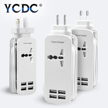 YCDC Быстрая зарядка 4 USB+ 1 универсальный порт розетка концентратор настенный адаптер питания настольное зарядное устройство для samsung iPhone huawei Xiaomi