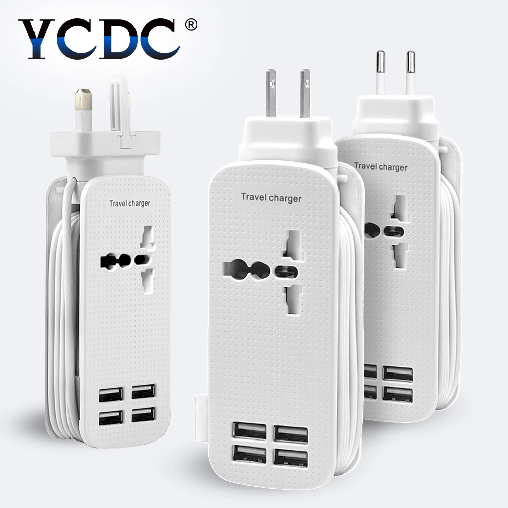 

YCDC Quick Charge 4 USB + 1 Universal Ports Socket Hub wall Power Adapter Desktop Charger for Samsung iPhone huawei Xiaomi