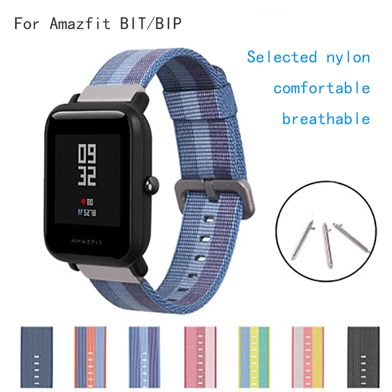 Нейлон из нержавеющей стали Холст Ремешок Для Xiaomi huami Amazfit Bip BIT Lite Молодежные часы Смарт Браслет для samsung S4 браслет ремешок