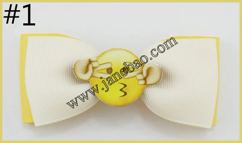 

free shipping 30pcs 4.5" Emoji Hair Bow, Girl Hair Bows, Handmade Boutique Bow, Emoji Birthday