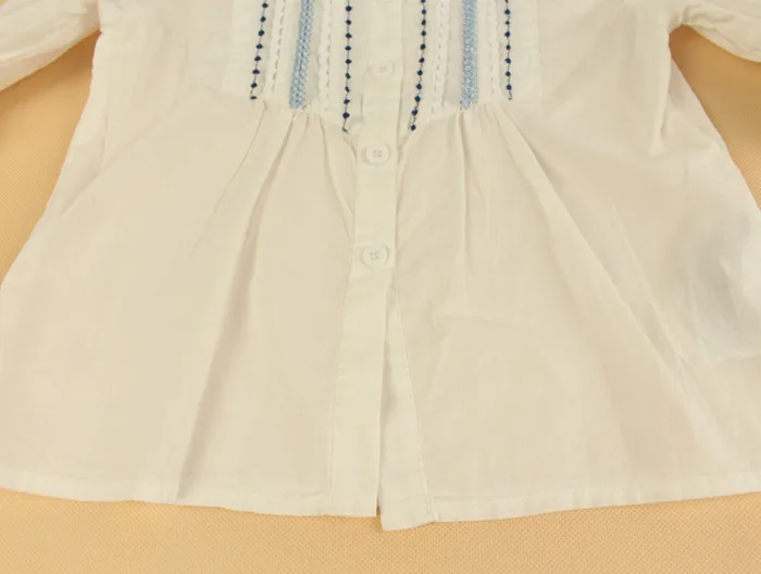 Белые блузки с длинными рукавами для маленьких девочек детские весенние Рубашки белые блузки с вышивкой в китайском стиле для девочек