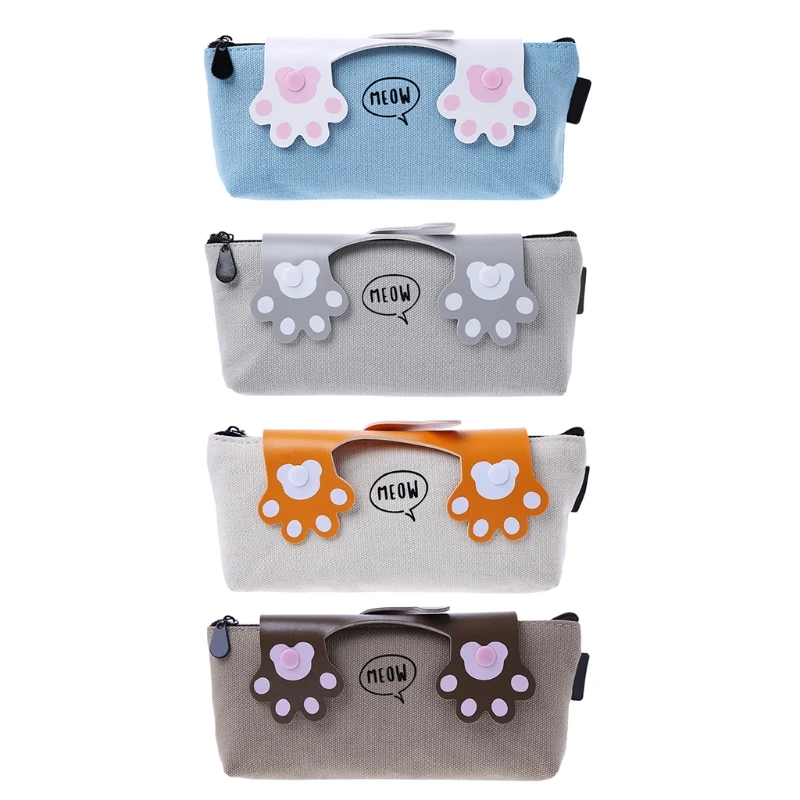 

1 Pc High Quality Lovely Pencil Bag Cute Cat Paws Canvas Pencil Case Pen Box School Stationery Cosmetic Makeup Bag