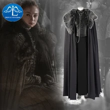 Game of Thrones Cosplay Costume Sansa Stark Cosplay Dress Cloak Outfit Custom Made Halloween Accessories Faux Leather