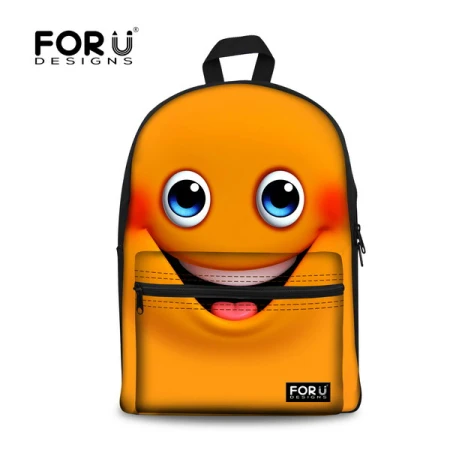 

FORUDESIGNS Designer Cute Emoji Printing Backpack For Teenager Girls Boys Candy Color Children Backpacks 3D Kids Travel Rucksack
