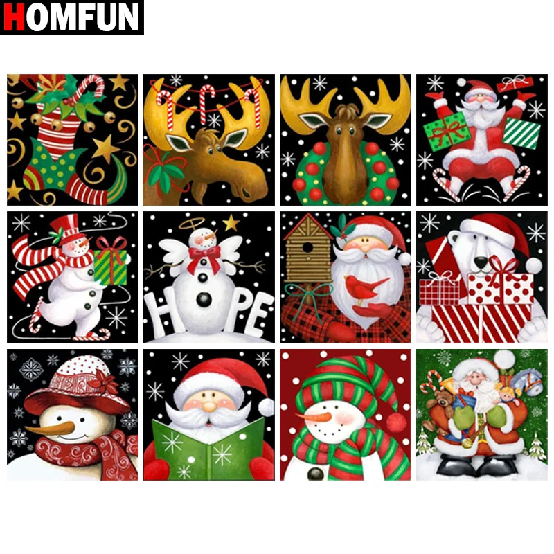

HOMFUN Full Square/Round Drill 5D DIY Diamond Painting "Santa Claus snowman" 3D Embroidery Cross Stitch 5D Home Decor Gift