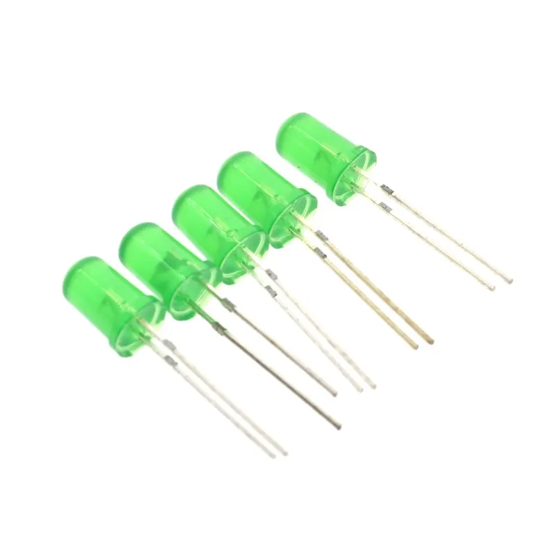 100 шт. 5 мм диффузионная зеленая светодиодный Диод DIP Круглый широкий угол через отверстие 2 Pin светодиодный светодиод лампа 520-535NM 1,8-2,0 в