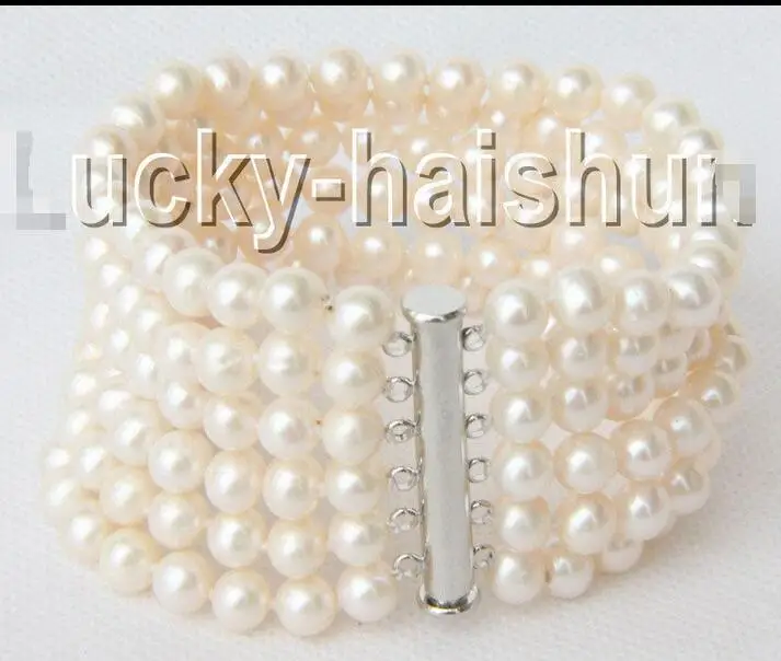 

Free Shipping >> Genuine 8" 7mm white round freshwater pearls bracelet magnet clasp j