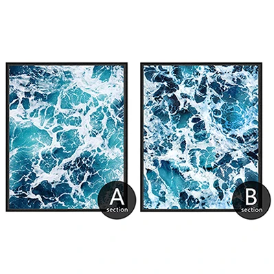 Картина с морским пейзажем, современный абстрактный плакат, синий океан, фотография на холсте, настенная художественная картина, домашний декор, скандинавский плакат, гостиная - Цвет: AB