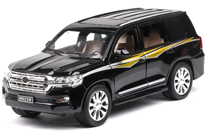 1:24 TOYOTA LAND CRUISER PRADO металлическая модель автомобиля с откидной спинкой для детей подарки на день рождения игрушки - Цвет: Black Without Box