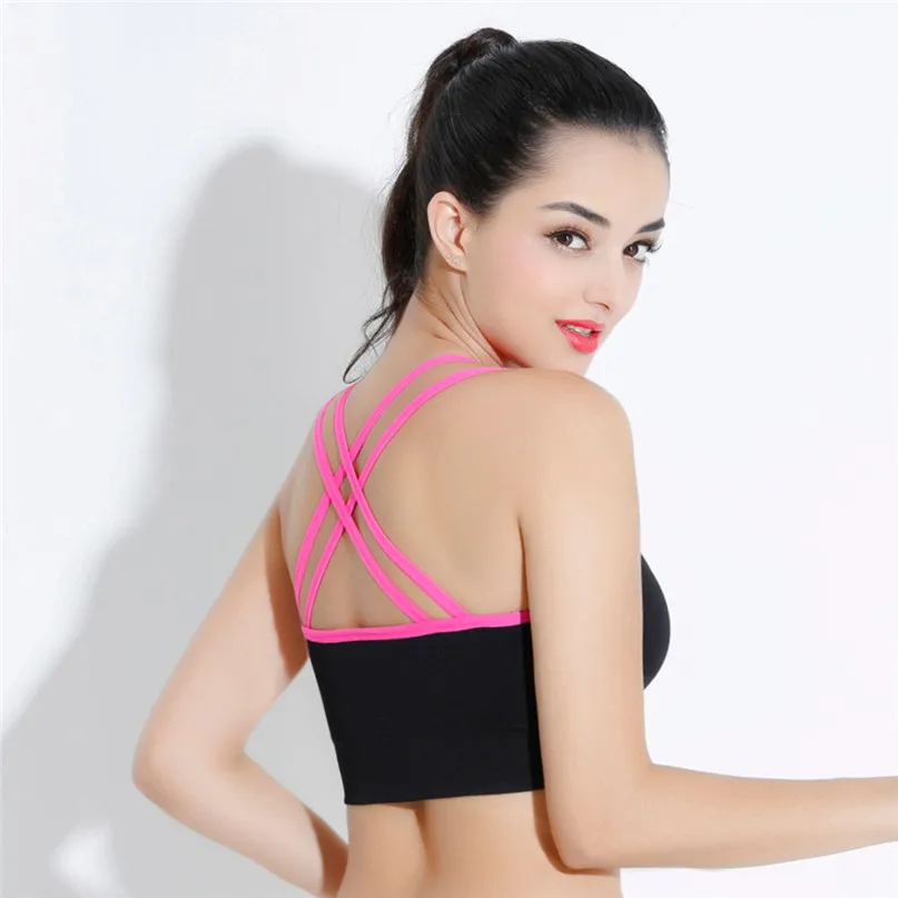 Sports Bra for Women Push Up Fitness Yoga Gym Underwear Sujetador Brasieres Deportivos Soutien Gorge X back workout tops #3j#F (28)