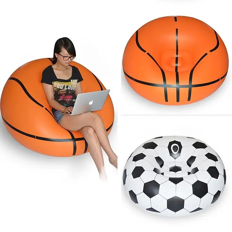 DHL waterproof PVC inflatable seat chairs,instant air filled bean bag chair,football and soccer ball design beanbag