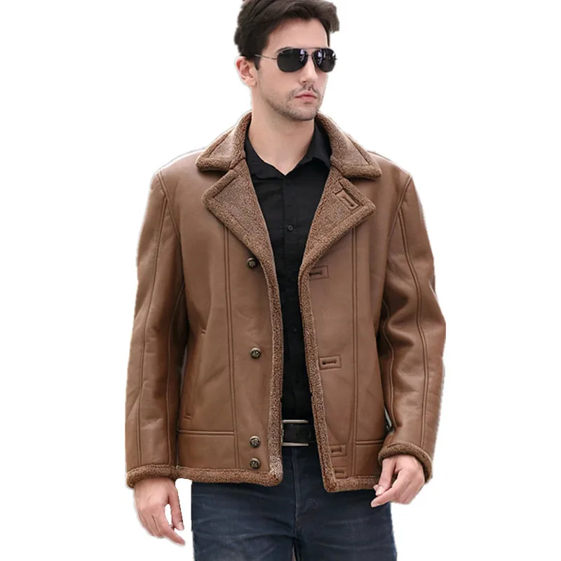 High Quality Imitation Sheepskin Leather Jacket Men Coat Plus Size Men