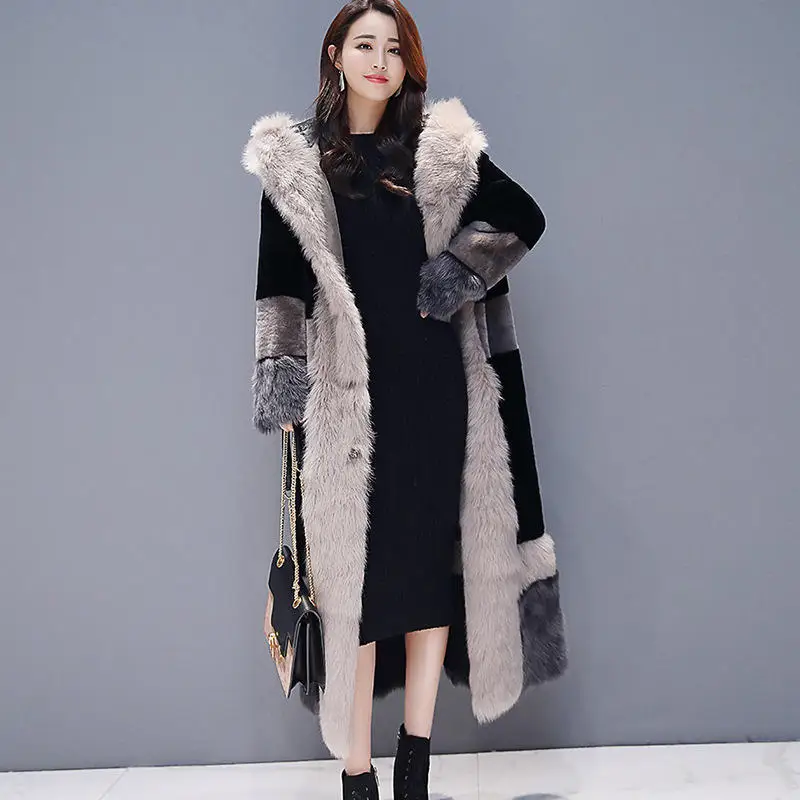 Winter Jacket Women Plus Velvet Warm Thick Long Fur Coat Female Elegant Long Sleeve Plus Size Winter Jacket Women Padded Q1703