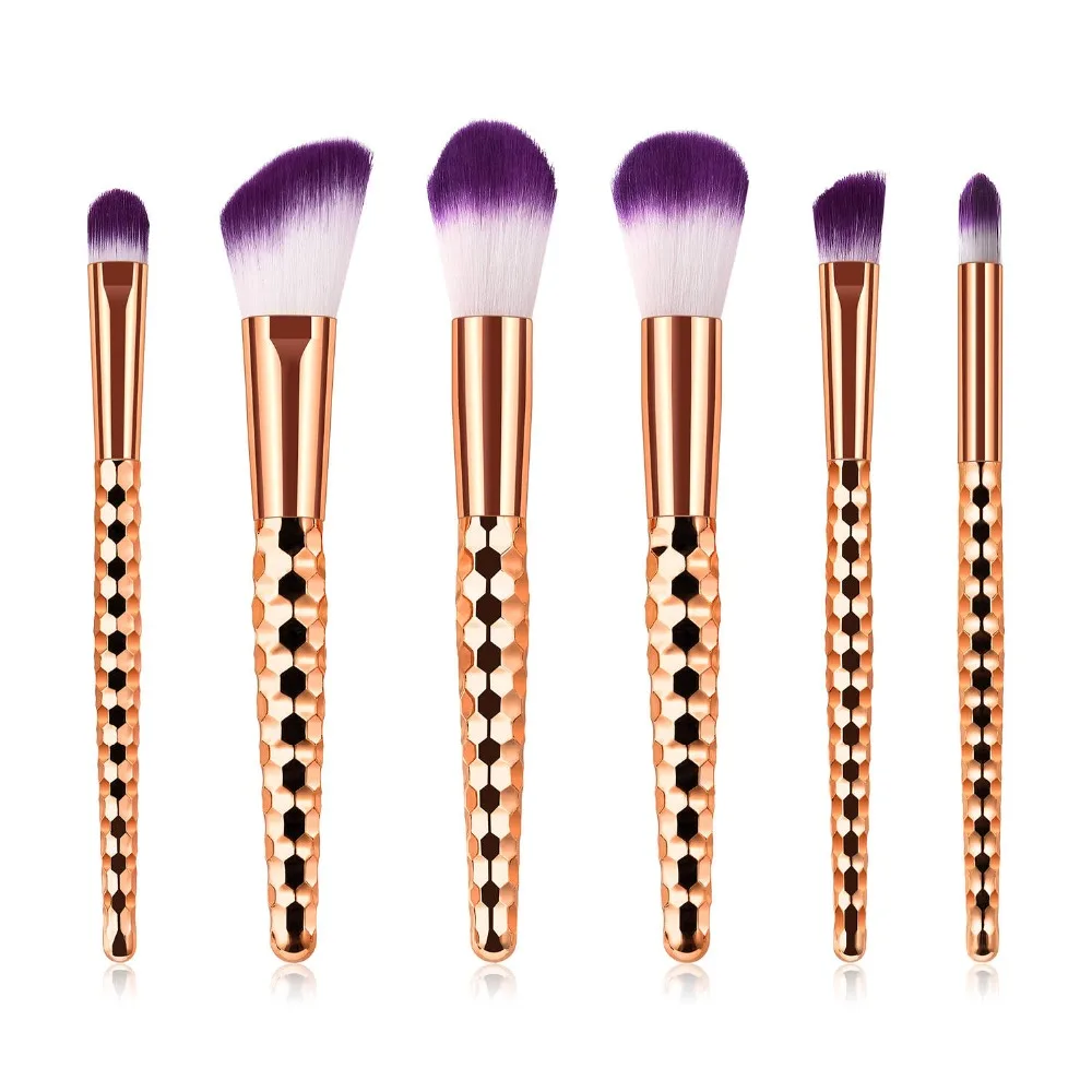 

6 Pcs Rose Gold Makeup Brushes Set Powder Eyeshadow Eyebrow Blusher Foundation Brushes Face Beauty Makeup Cosmetics Tools Kit