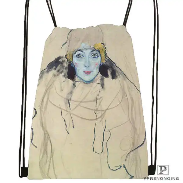 Drawstring Backpack Custom Gustav_Klimt@ 5 походная сумка на шнурке милый рюкзак для детей(черная спинка) 31x40 см#20180611-02-98 - Цвет: Drawstring Backpack