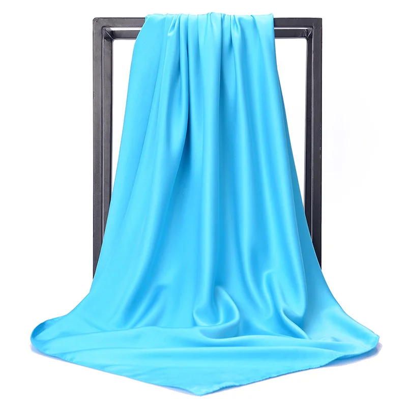 RUNMEIFA хиджаб шарф черный большой квадратный шелковая шаль сатиновый шарф 90*90 см головной платок для мусульманского женский платок soie