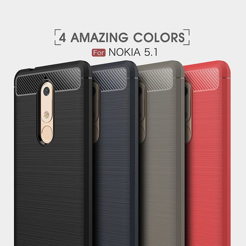 

1Pcs Luxury Mobile Phone Cases for Nokia 5.1 Silicone Drop Protection Gel carbon fiber Soft Shell