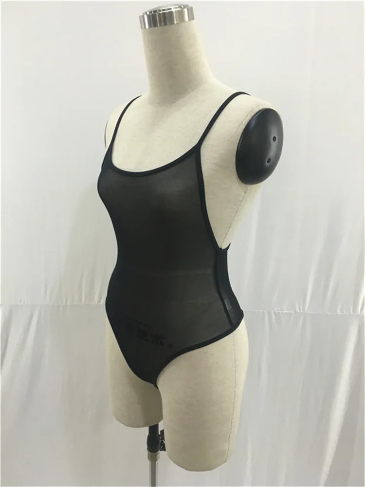 2019 Sexy Bodysuit Women Transparent Mesh Bodysuit Rompers Clubwear Solid Casual Basic Strap Summer Bodycon Jumpsuit Overalls