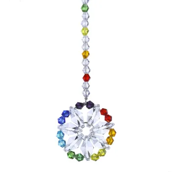 

H&D Chandelier Crystal Prism Rainbow Octogon Chakra Hanging Suncatcher Window Sunflower Hanging Crystals Ornament (Colorful)