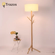 

TRAZOS Modern White Black Floor Lamp With Fabric Lampshade For Living Room Bedroom Bedside E27 Hotel Cloth Standing Light